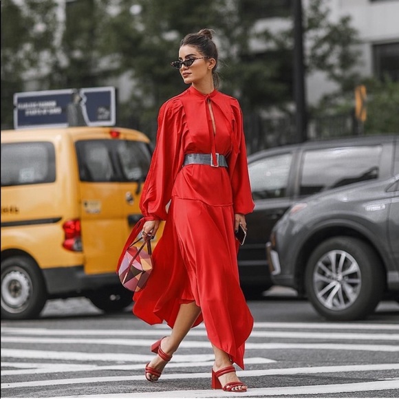 Self Portrait | 2019 Red Handkerchief Midi Dress 4 - Picture 2 of 8
